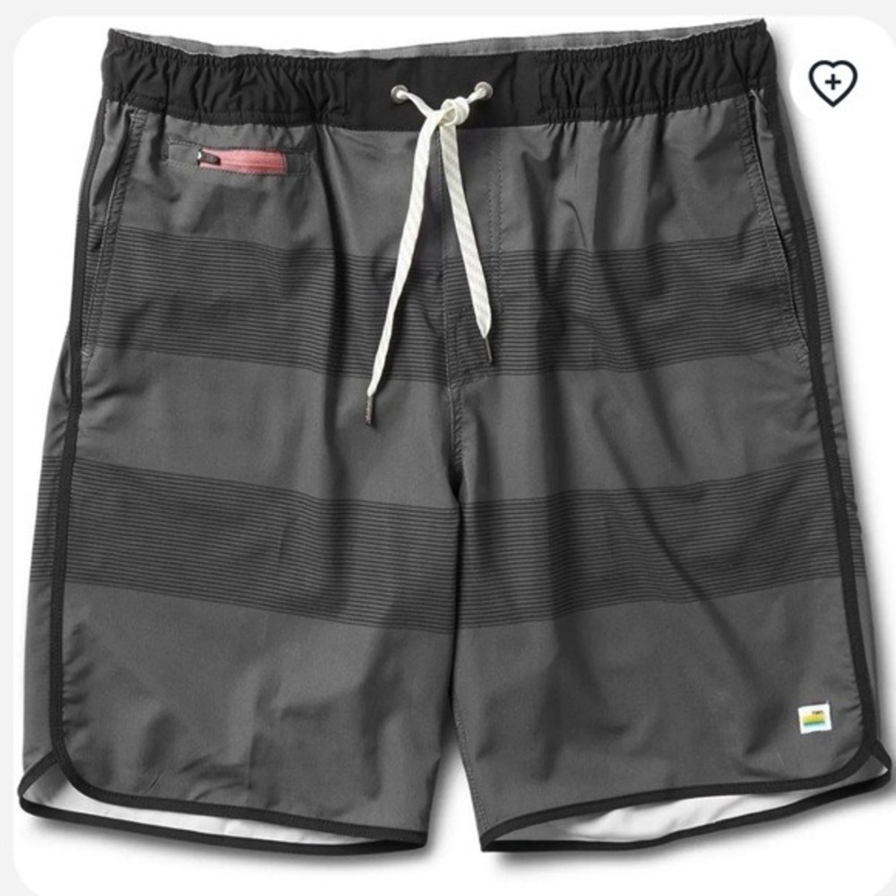 Vuori Banks Short Charcoal Black Stripe Medium Men's Athletic Shorts Sporty